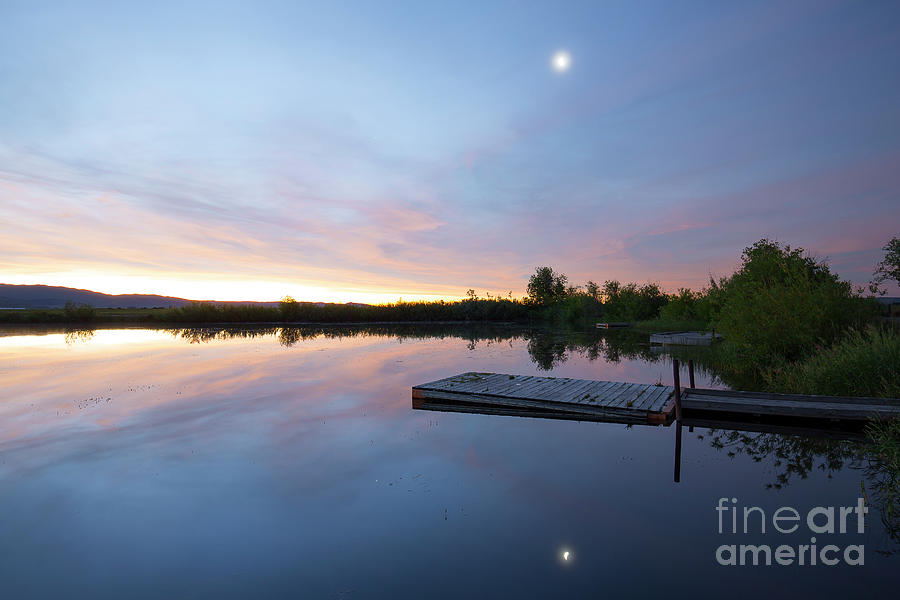 Moonrise at the Fishing Pond Photograph by Idaho Scenic Images Linda Lantzy