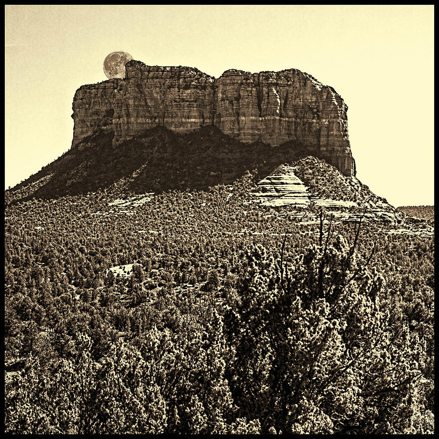 Moonrise Behind Courthouse Butte Sedona Arizona Photograph by Roger Passman