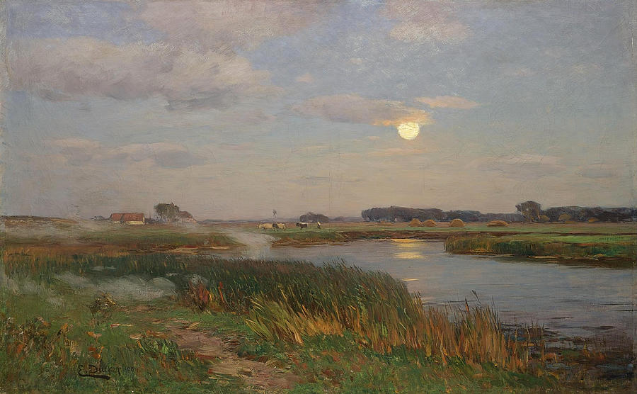 Moonrise Painting by Eugen Gustav Dukker