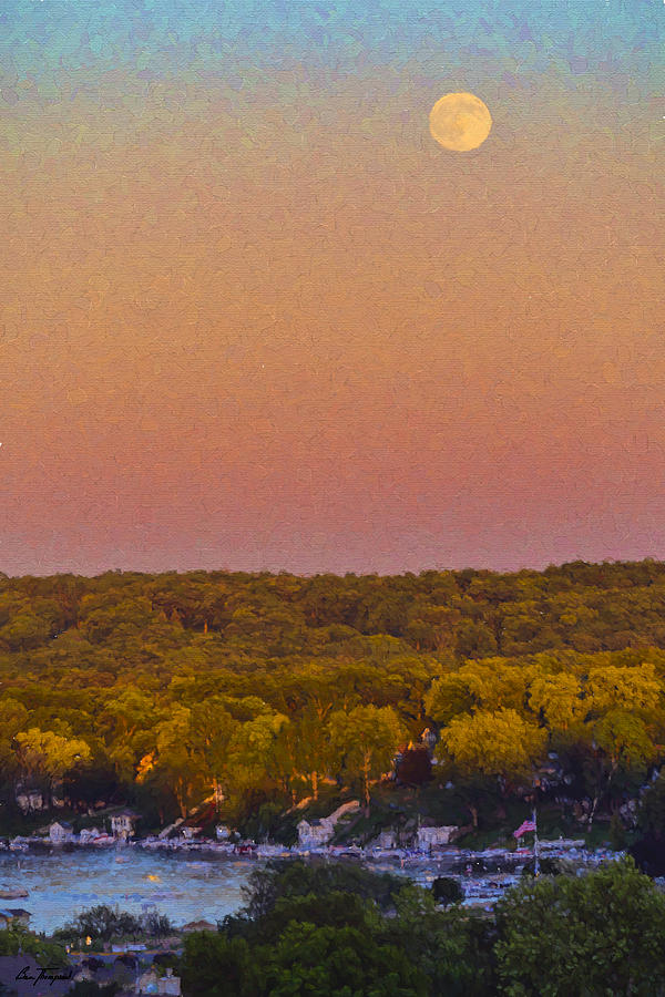 Summer Painting - Moonrise Fontana - Lake Geneva Wisconsin by Ben Thompson