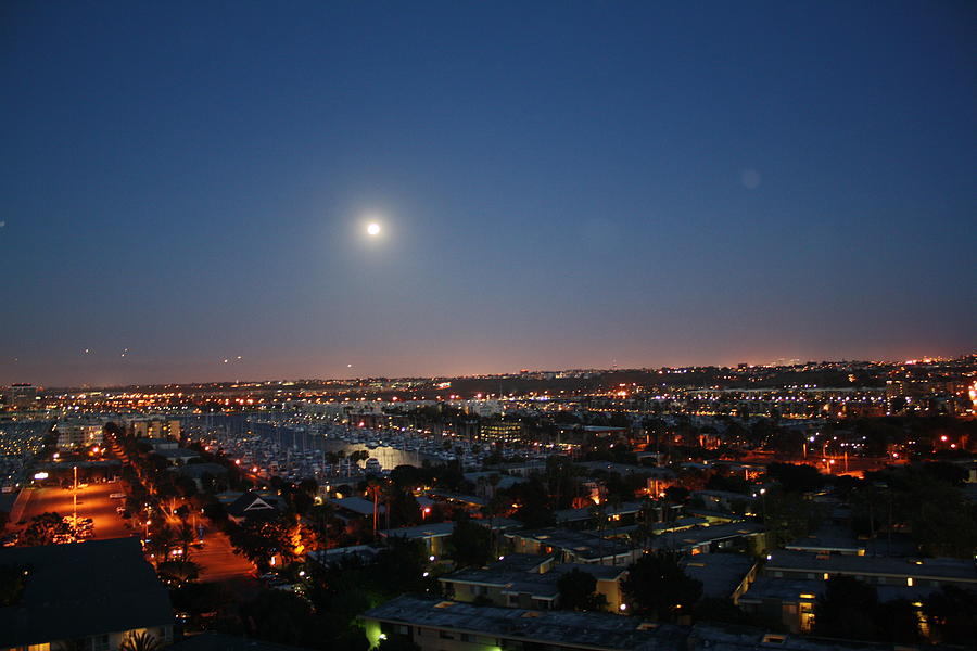 City Photograph - Moonrise in Marina Del Rey  by Victoria Johns