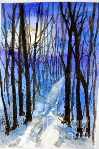 Moonrise in Winter Painting by Janet Cruickshank