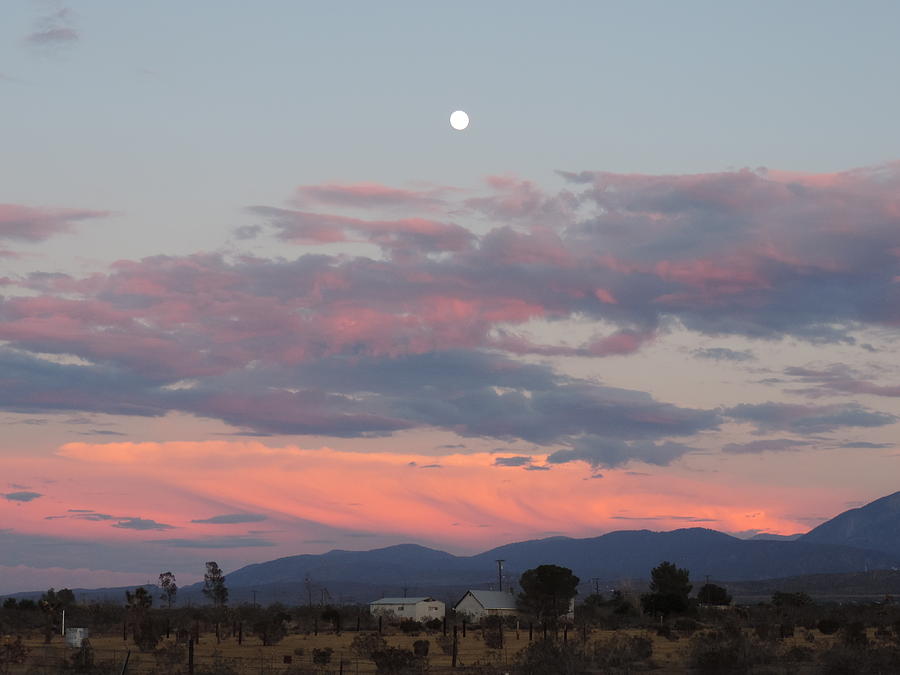 Moonrise Landscape with Clouds Photograph by Enaid Silverwolf
