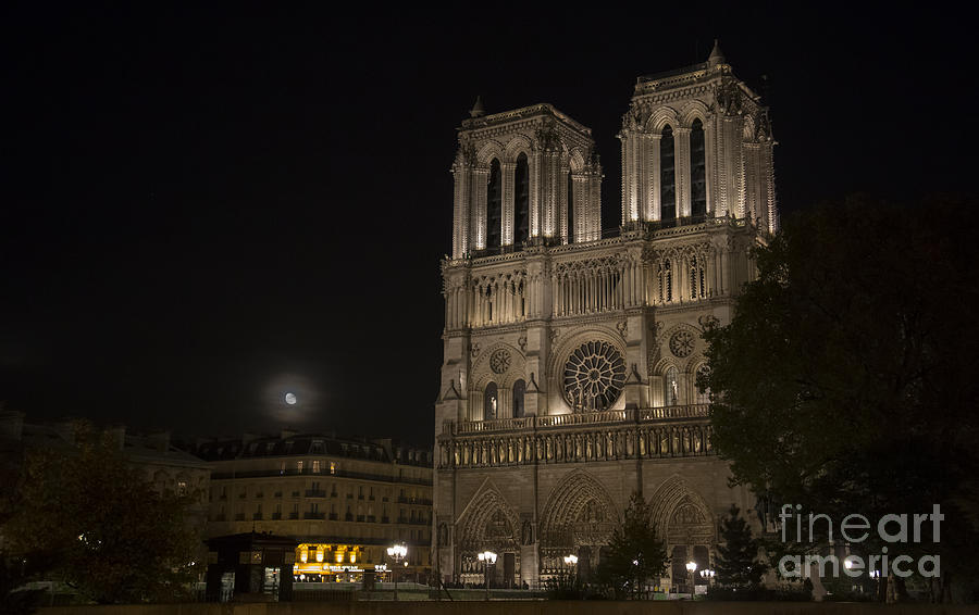 Moonrise Notre Dame Photograph by Hitendra SINKAR