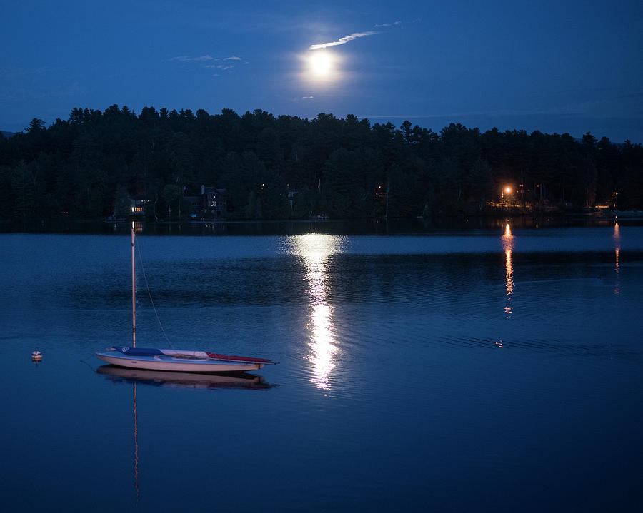 Moonrise on Mirror Lake Lake Placid New York NY Photograph by Toby McGuire
