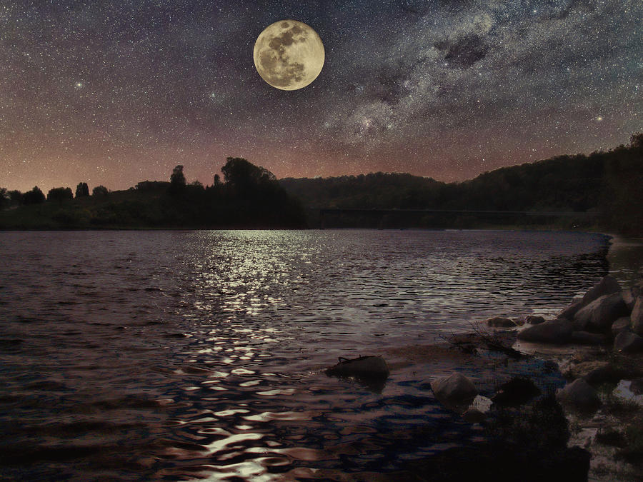 Rivers Photograph - Moonrise on the Holston by Randy Ball