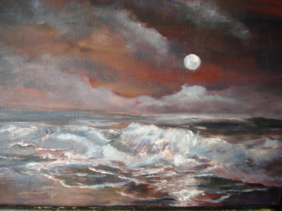 Moonrise On The Ocean Painting By Marilyn Masters Fine Art America