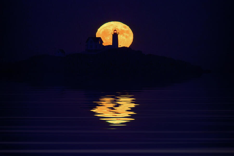 Lighthouse Photograph - Moonrise Over Cape Neddick by Rick Berk