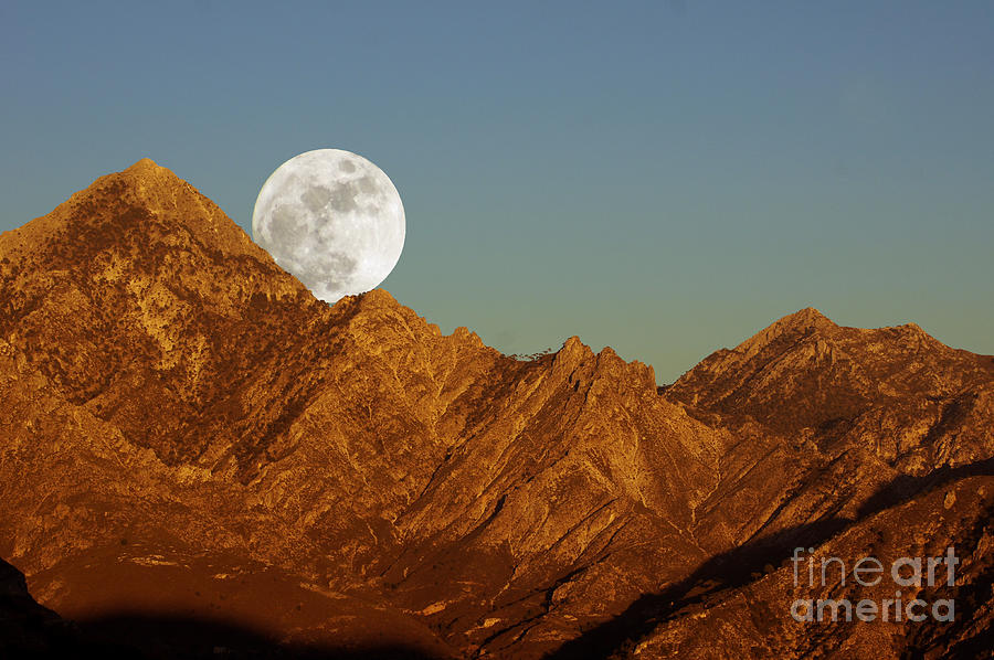 Sunset Photograph - Moonrise over El Lucero by Rod Jones