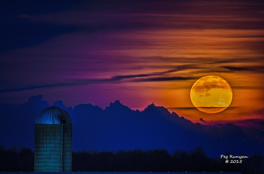 Moonrise Over Michigan Farm Photograph by Peg Runyan