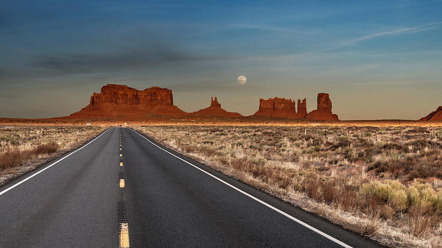 Moonrise over Monument Valley Photograph by Lou Novick
