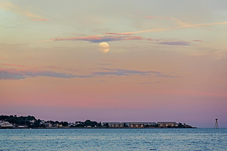 Moonrise over Nahant from Revere Beach Revere MA Photograph by Toby McGuire