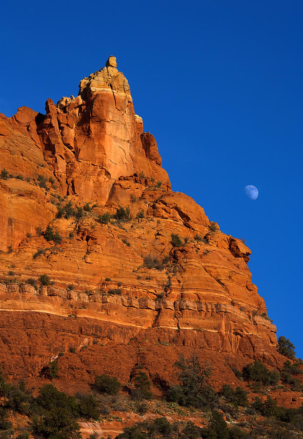 Moonrise over Red Rock Photograph by Michael Dawson