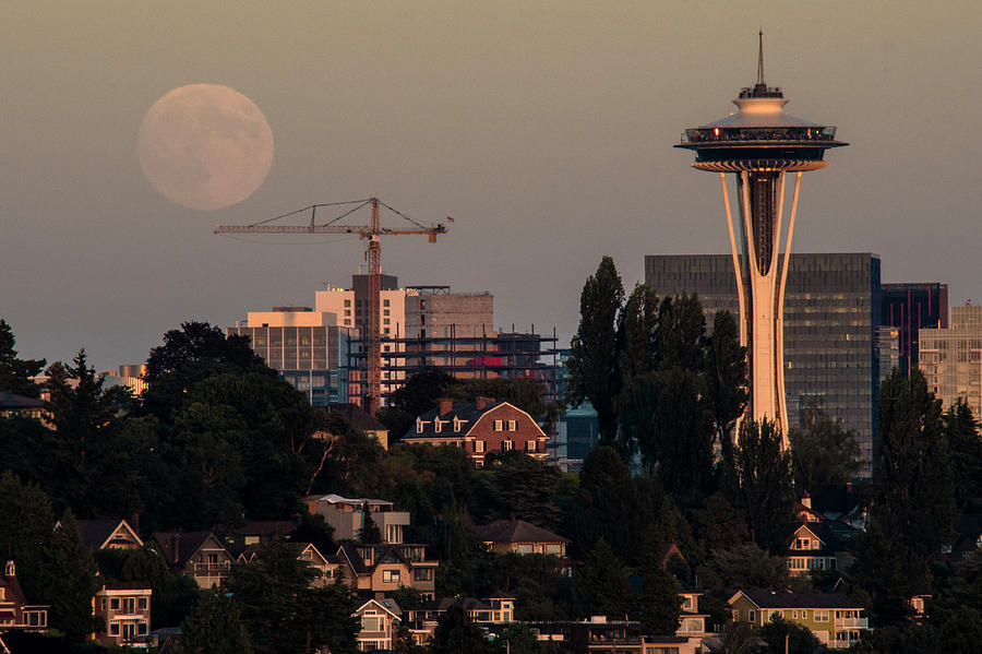Moonrise over Seattle Photograph by Matt McDonald