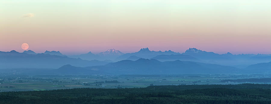 Moonrise over the North Cascade Range Photograph by Michael Russell