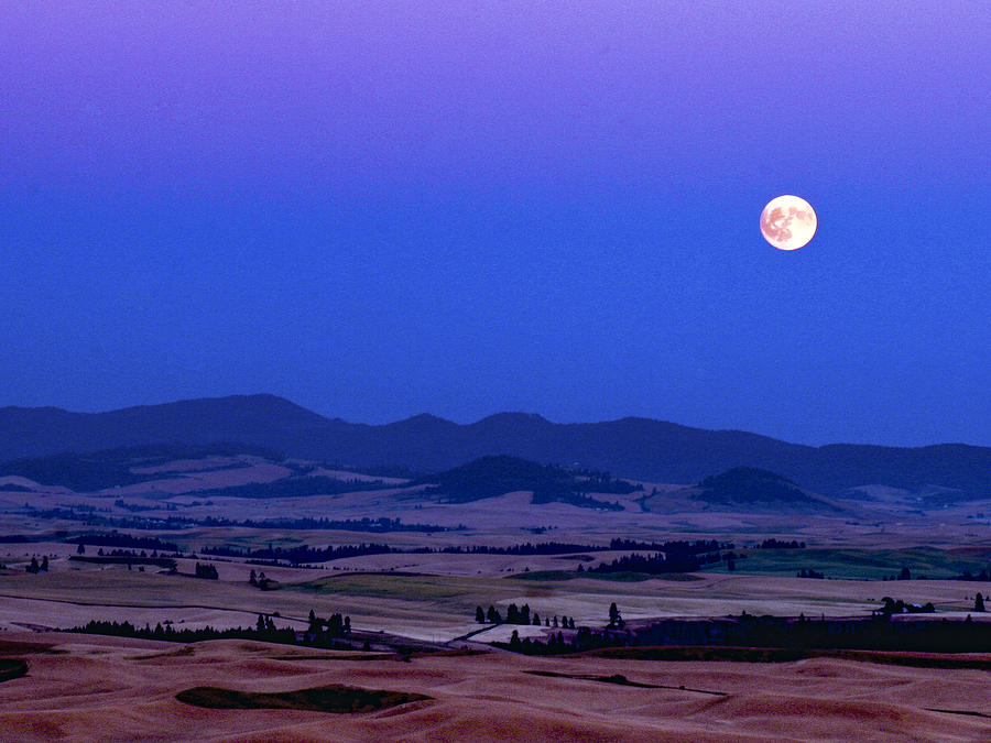 Moonrise Over the Palouse by Jean Noren Photograph by Jean Noren