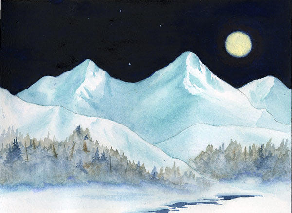 Mountain Painting - Moonrise by Teresa Boston