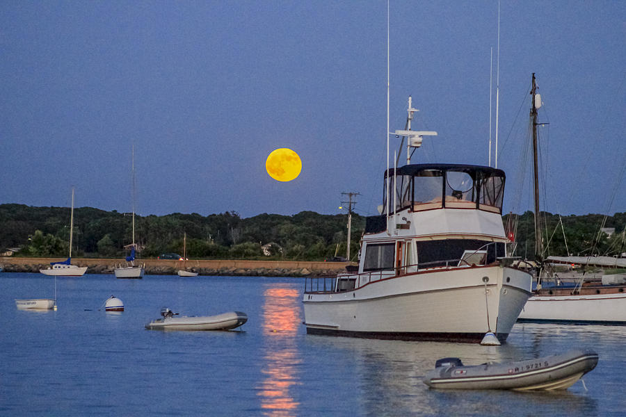 Moonrise Vineyard Haven Photograph by Nautical Chartworks