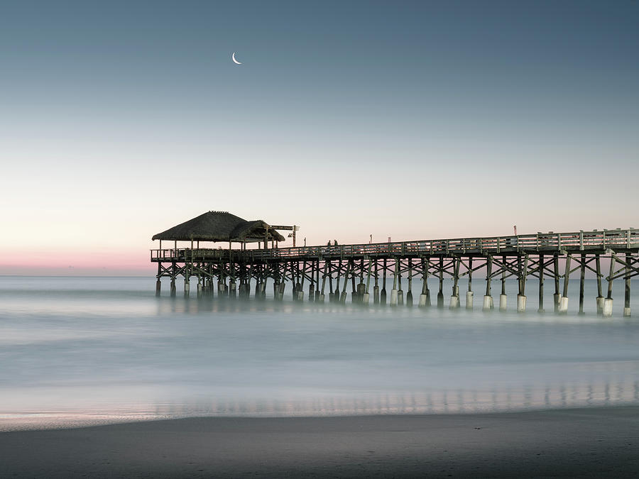 Moonset over Cocoa Beach Photograph by John Guillaume - Fine Art America