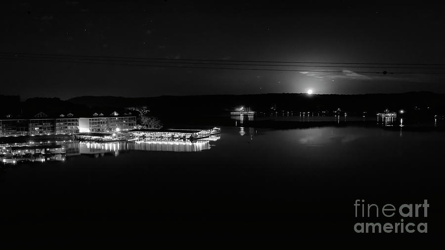 Moonset Over Lake of the Ozarks Photograph by Dennis Hedberg