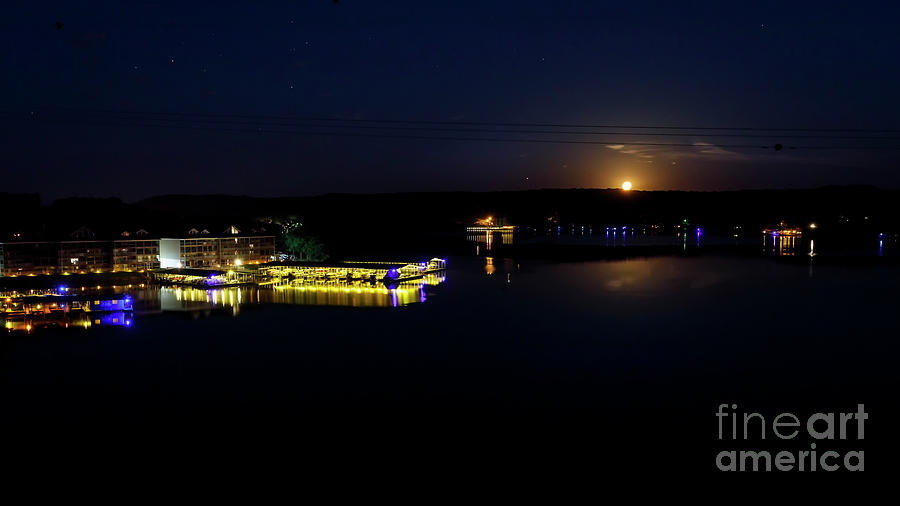 Moonset over Lake of the Ozarks I Photograph by Dennis Hedberg
