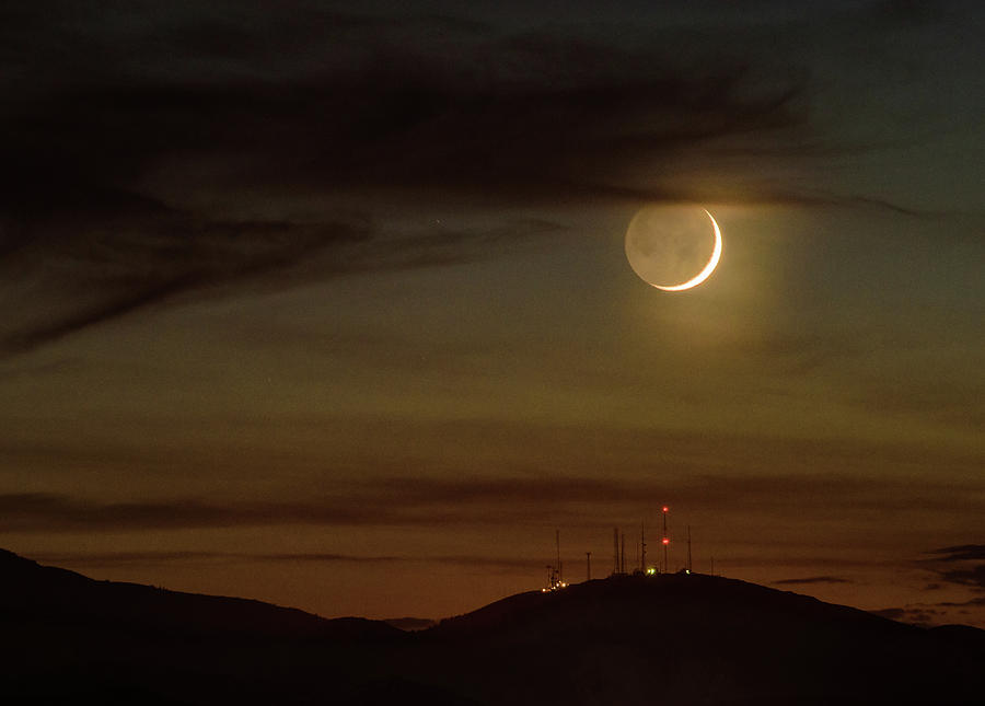 Moonset Over Signal Hill Photograph