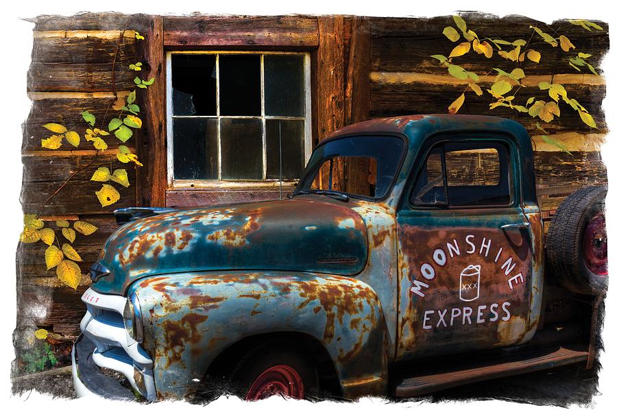 Barn Photograph - Moonshine Express Bordered by Debra and Dave Vanderlaan