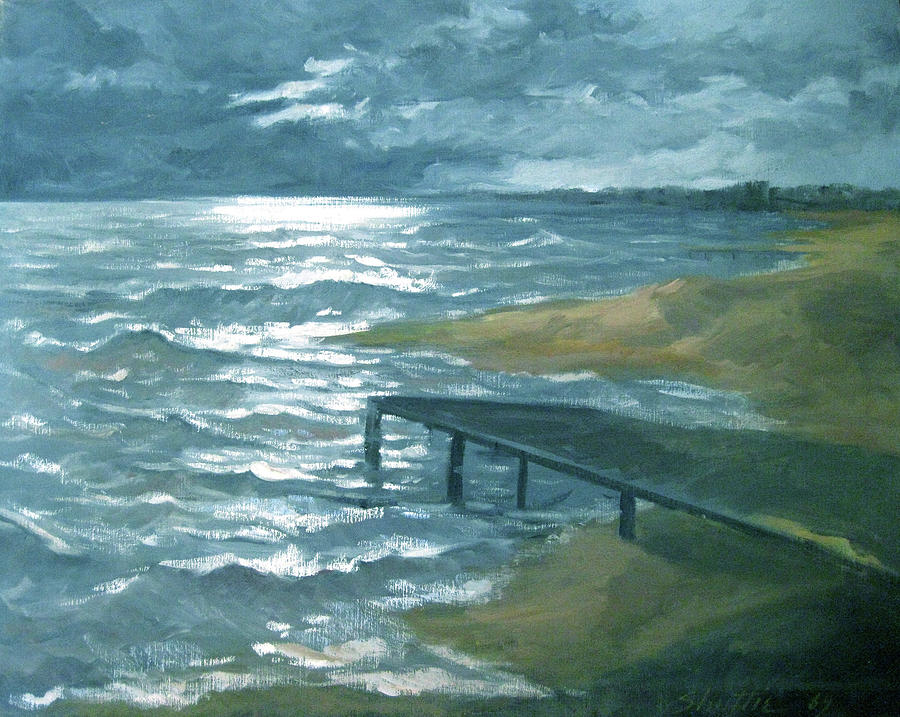 Moonshine on the Sea Painting by Zois Shuttie