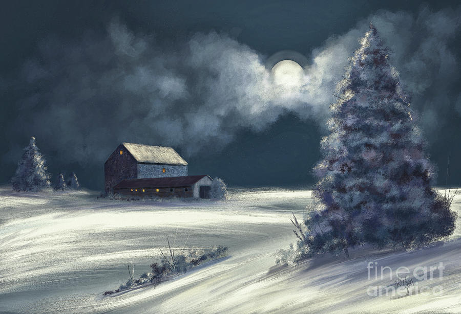Moonshine On The Snow Digital Art by Lois Bryan