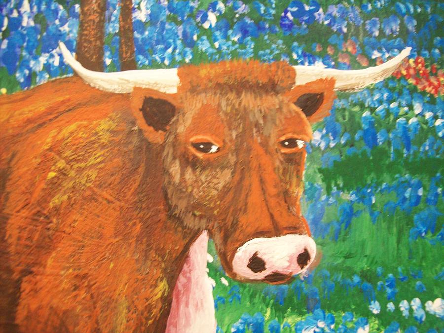 Cow Painting - Mooo - na - lisa by Susan Michutka