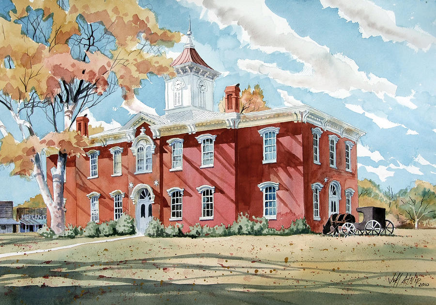 Fall Painting - Moore County Courthouse Lynchburg TN by Jeff Atnip