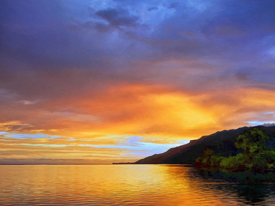 Moorea Sunrise Painting by Dominic Piperata