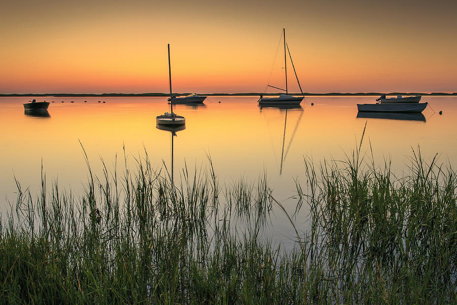 Moored Boats at Sunrise Photograph by Darius Aniunas
