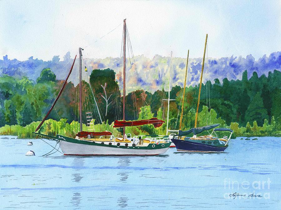 Moored Ketch Painting