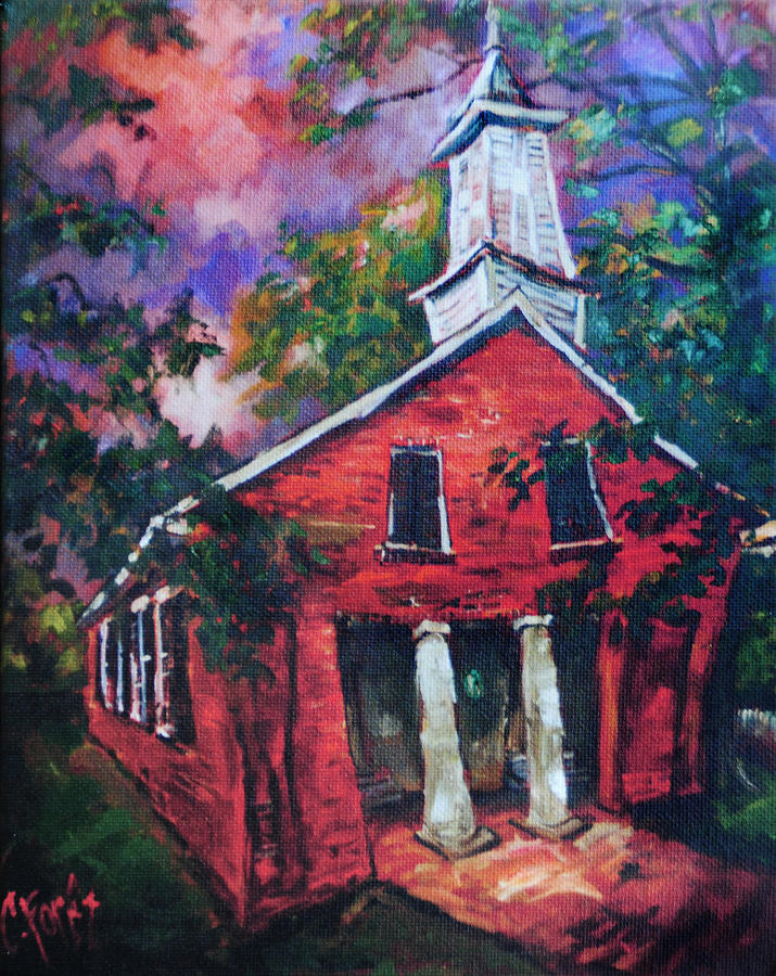 Mooresville Brick Church Painting by Carole Foret