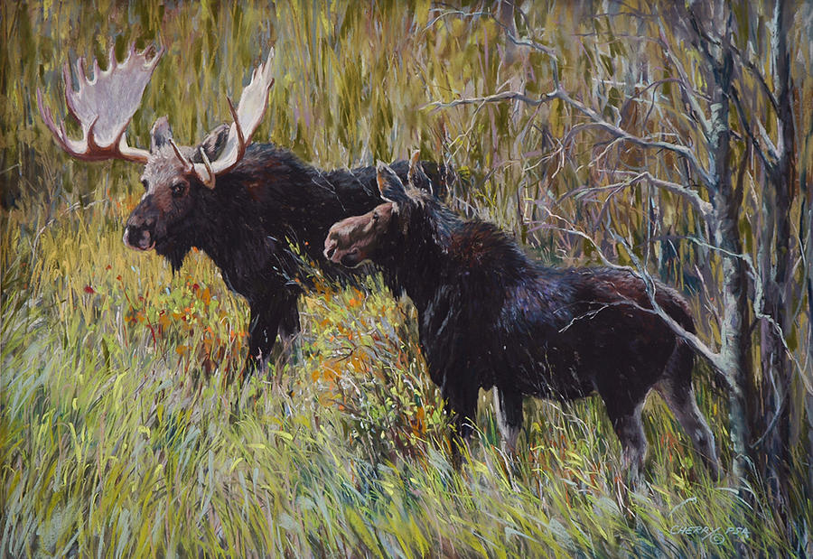Moose at Willow Flats Painting by Mary Ann Cherry - Fine Art America