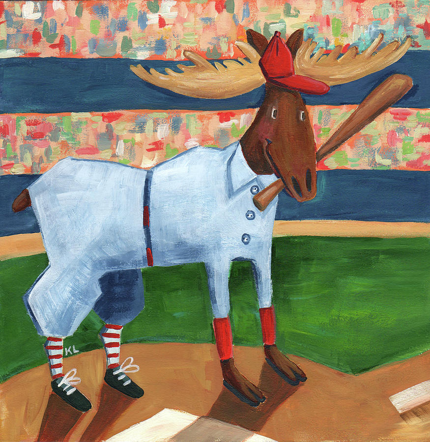 Moose Painting - Moose Baseball by Kristy Lankford