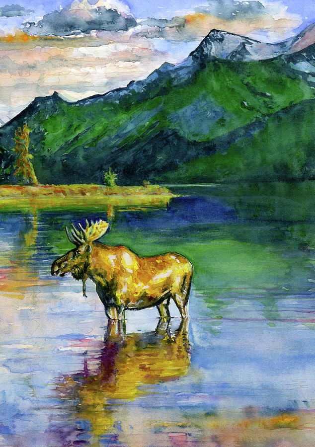 Moose in Canada Painting by John D Benson