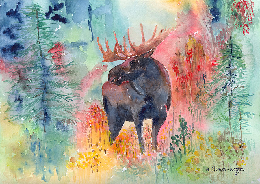 Moose Painting - Moose In The Wilderness by Arline Wagner