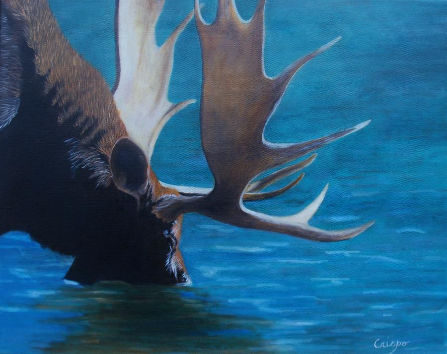 Moose lake Painting by Jean Yves Crispo