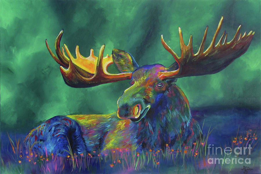 Moose Meadow Painting by Sara Becker