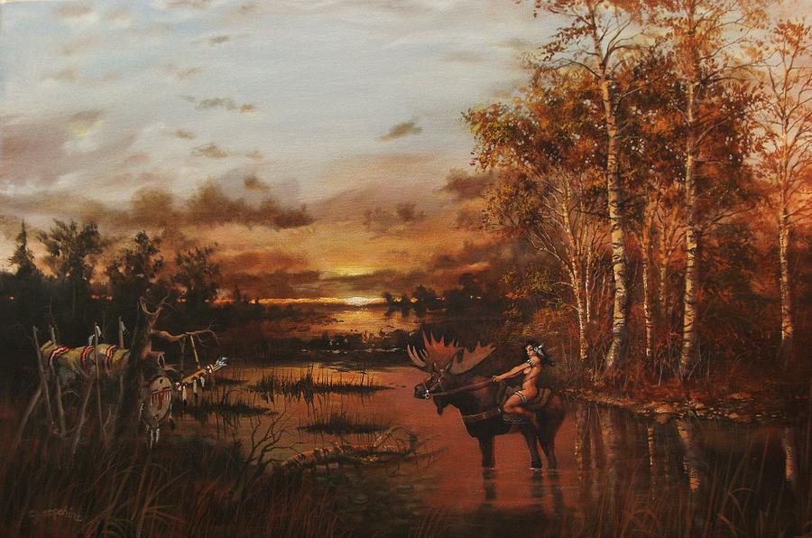 Moose Rider Painting by Tom Shropshire