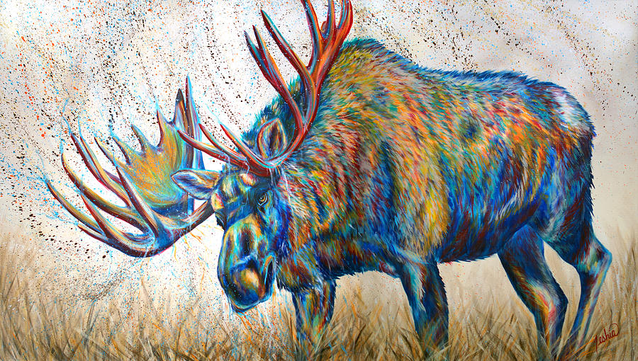 Moose Painting - Moose Rut by Teshia Art