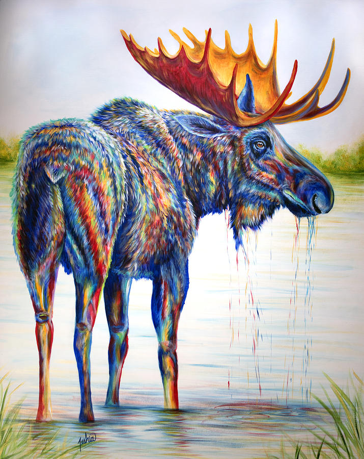 Moose Painting - Moose Sighting by Teshia Art