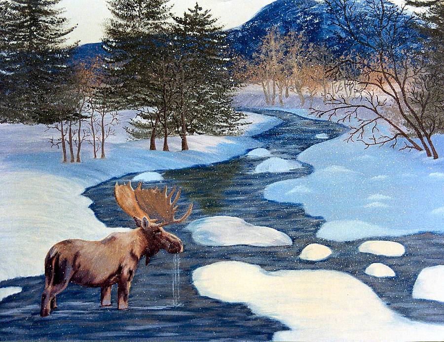 Moose Painting by Terri Mills