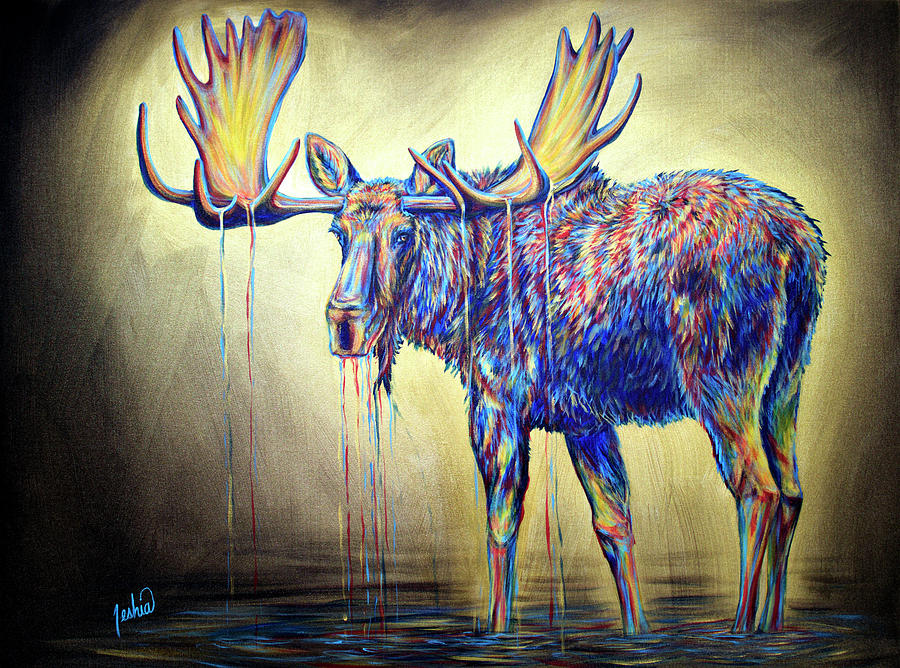 Moose Visions Painting by Teshia Art