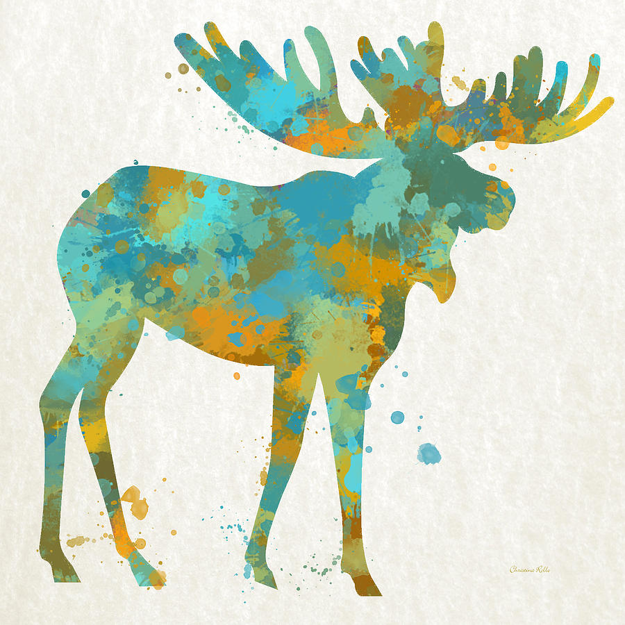 Moose Mixed Media - Moose Watercolor Art by Christina Rollo