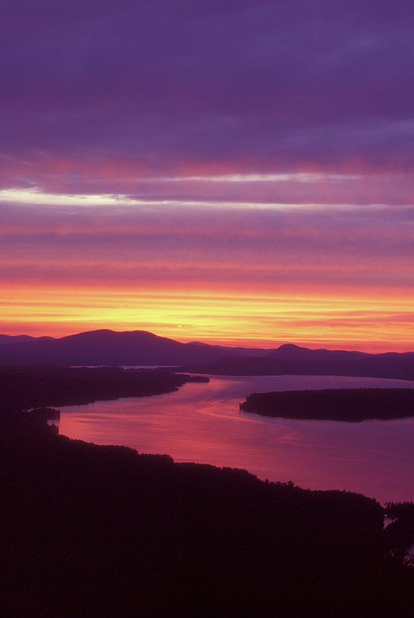 Sunset Photograph - Mooselookmeguntic Lake Maine by John Burk