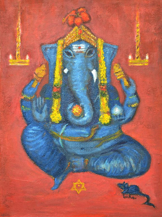 Ganesha Painting - Mooshika Vaahan by Usha Shantharam