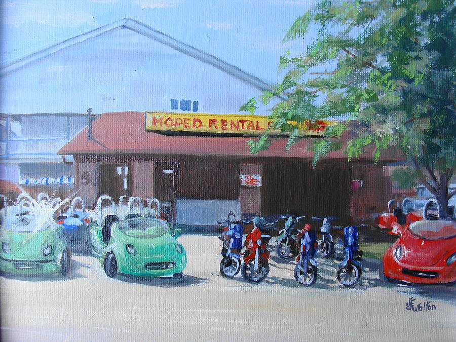 Moped Rental Painting by Judy Fischer Walton